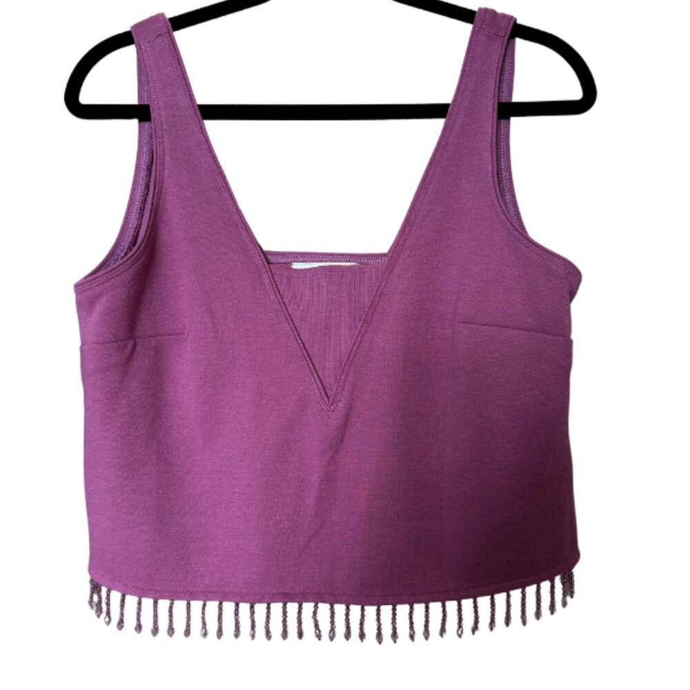 Anthropologie Crop Top Beaded Bottom Cutout Back